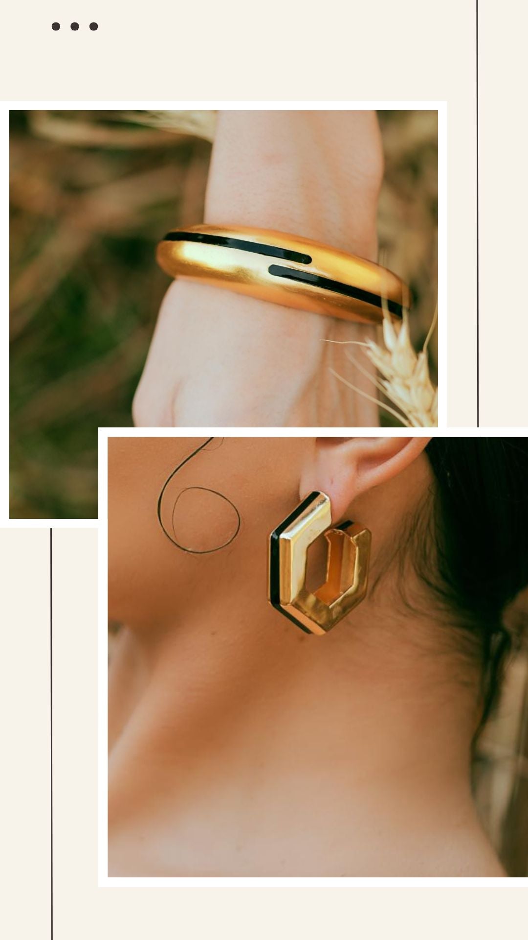 Halo Duo- Black Enamel Earring & Bangle Main image