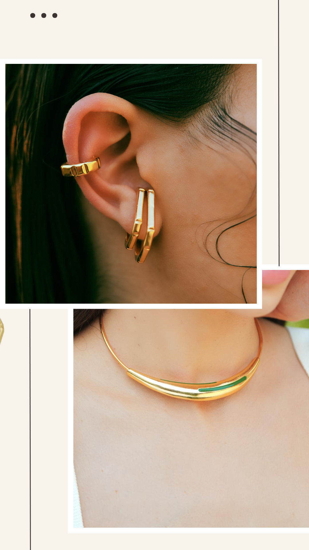 Opal Set- Gold Earrings & Green Enamel Neckpiece