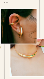 Opal Set- Gold Earrings & Green Enamel Neckpiece