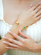 Mystic Pair- Green Enamel Earring & Bangle