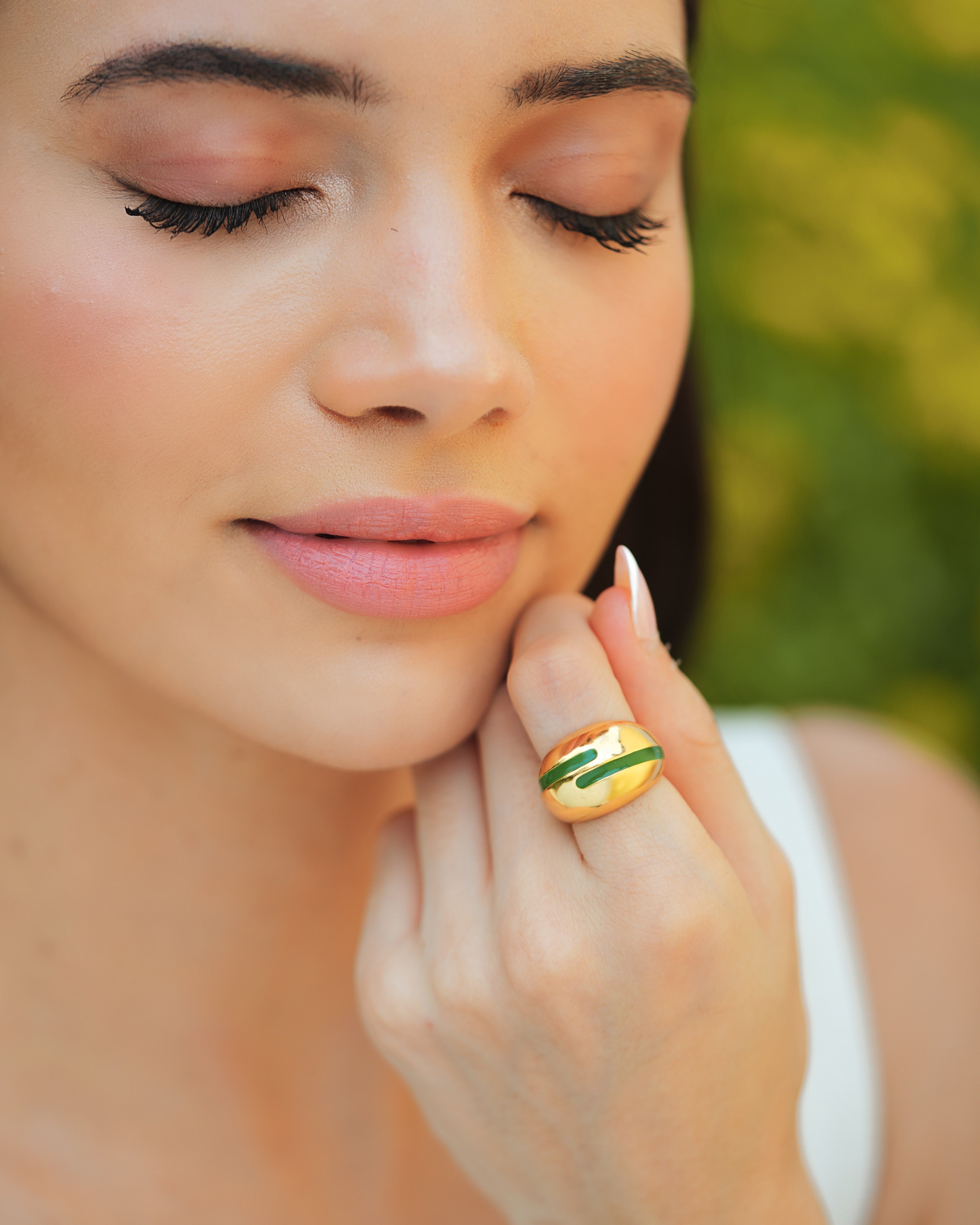 Verdora Green Enamel Gold Ring Main image