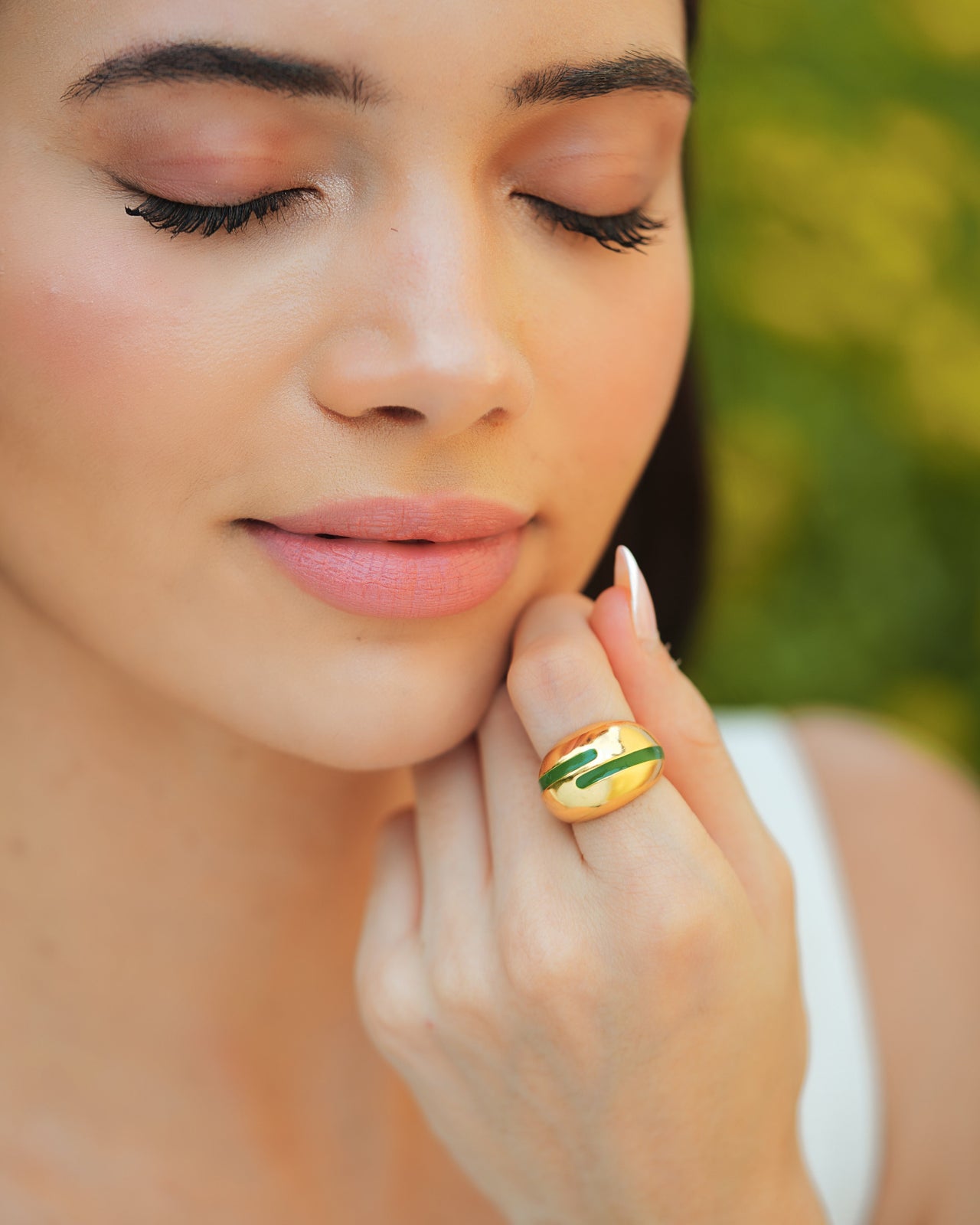Verdora Green Enamel Gold Ring