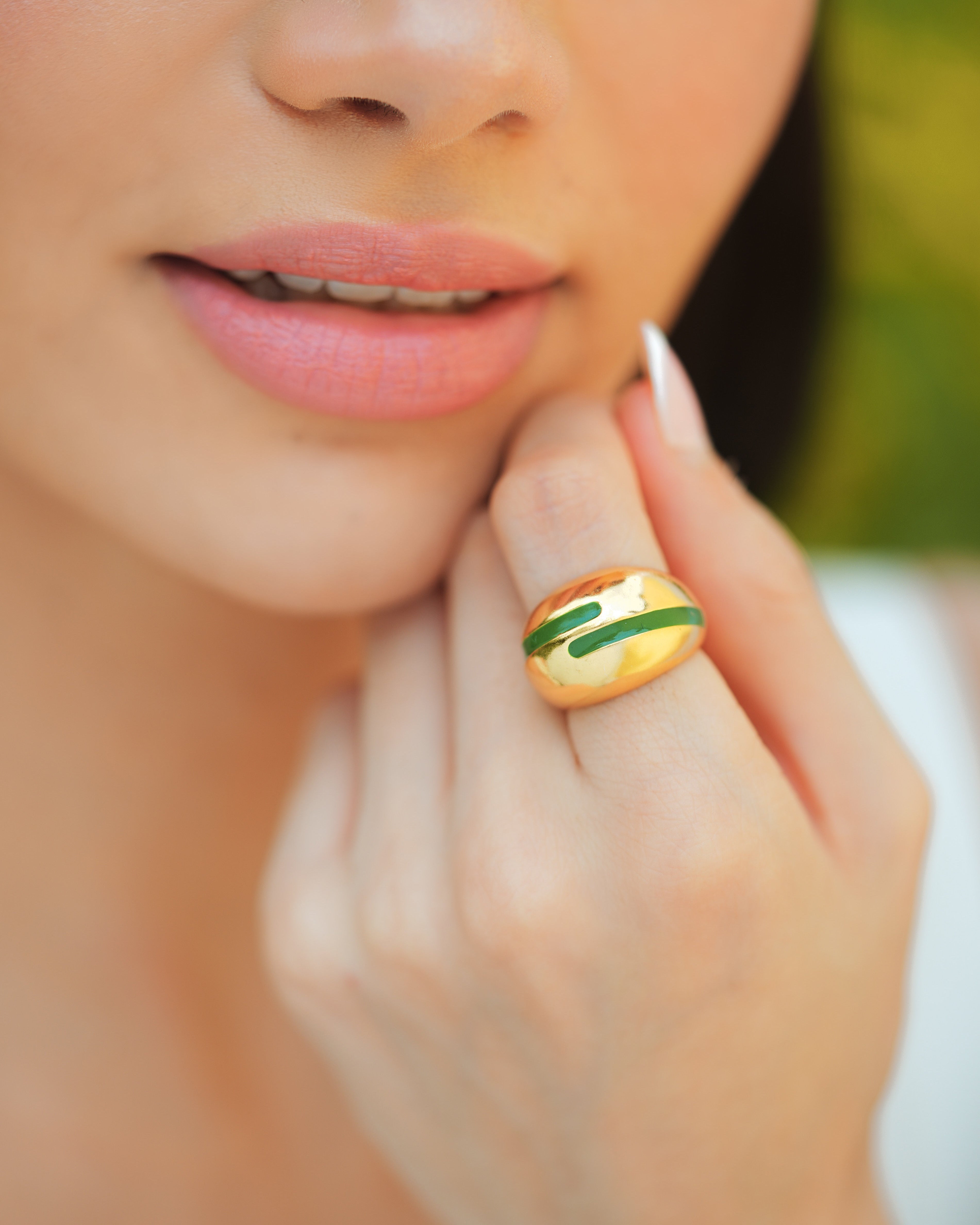 Verdora Green Enamel Gold Ring Secondary image