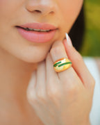 Verdora Green Enamel Gold Ring