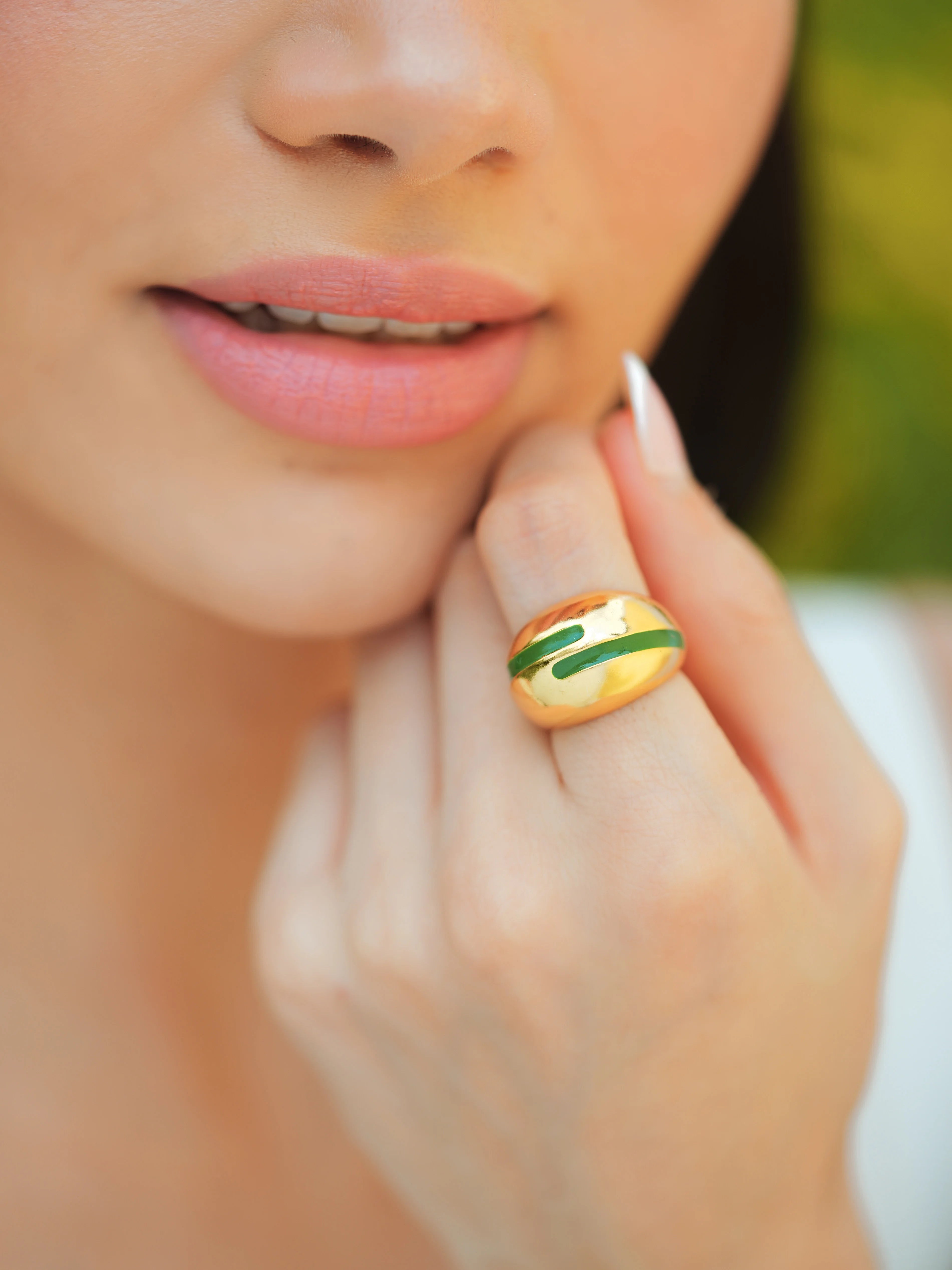 Verdora Green Enamel Gold Ring Secondary image
