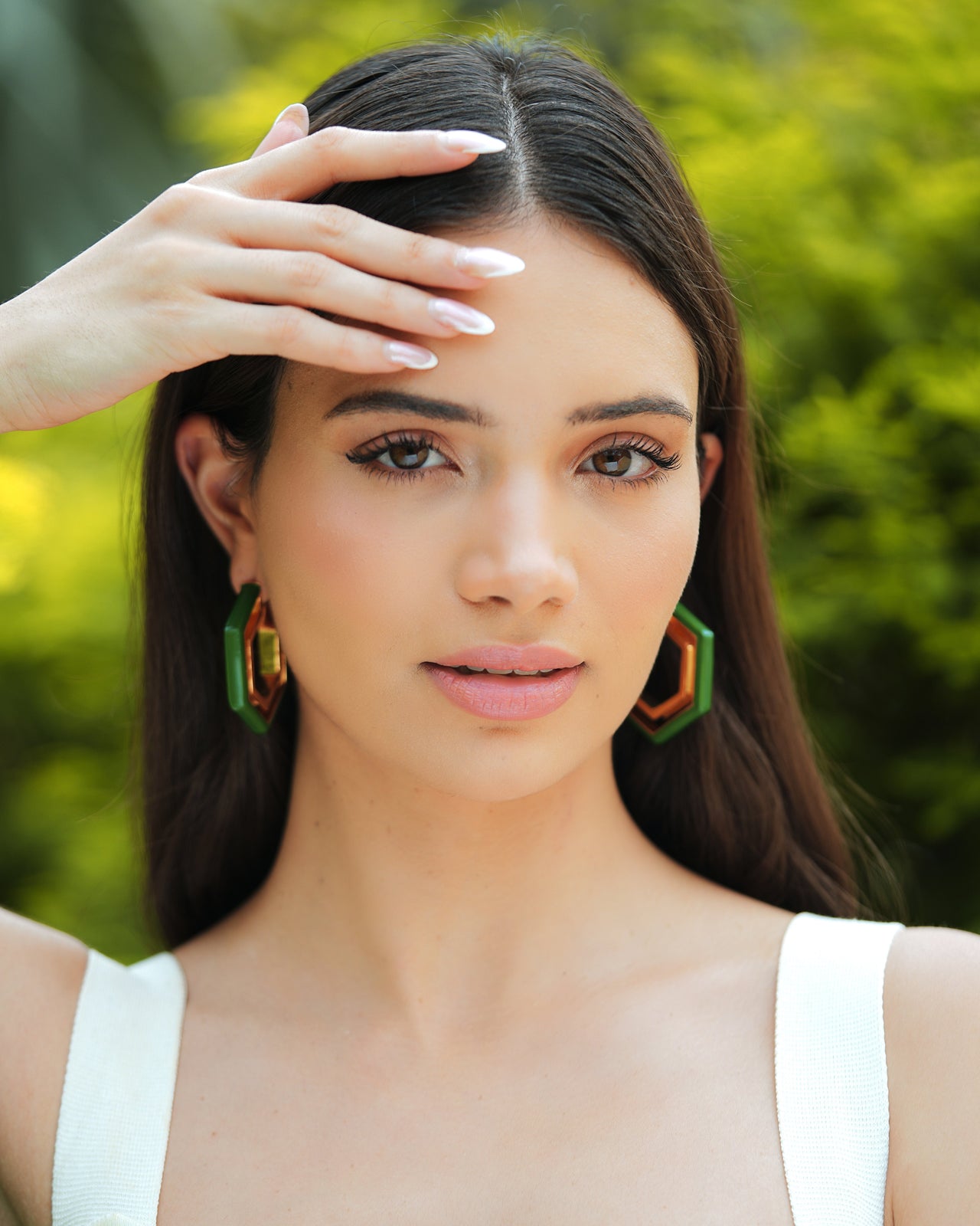 Devine Green Enamel Gold Earrings