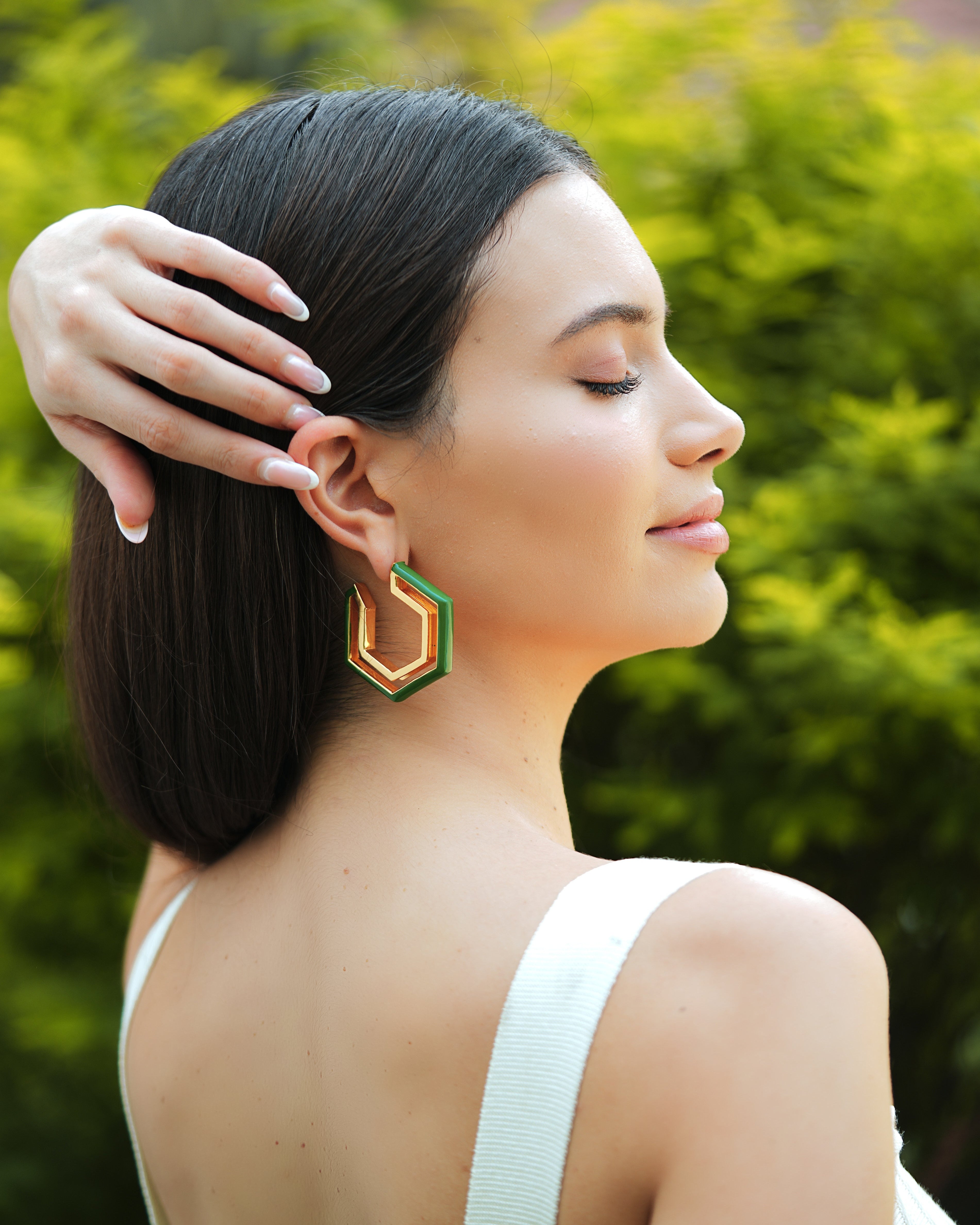 Devine Green Enamel Gold Earrings Main image