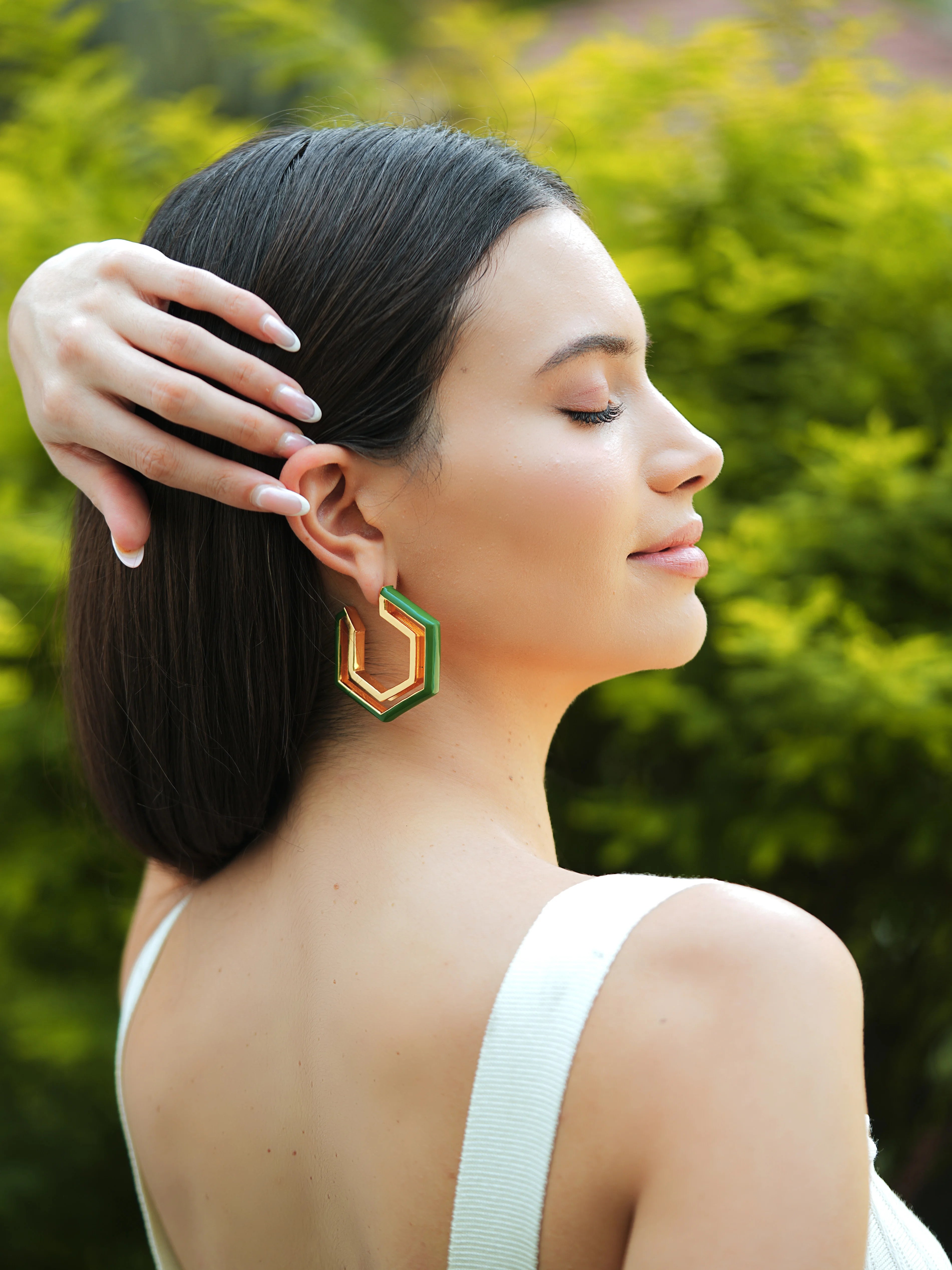 Devine Green Enamel Gold Earrings Secondary image