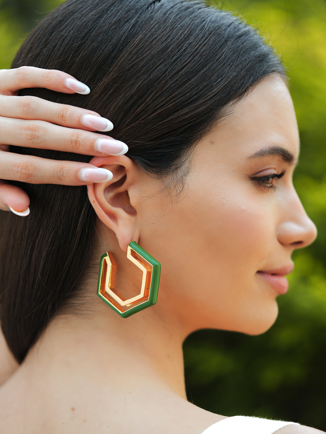 Mystic Pair- Green Enamel Earring & Bangle