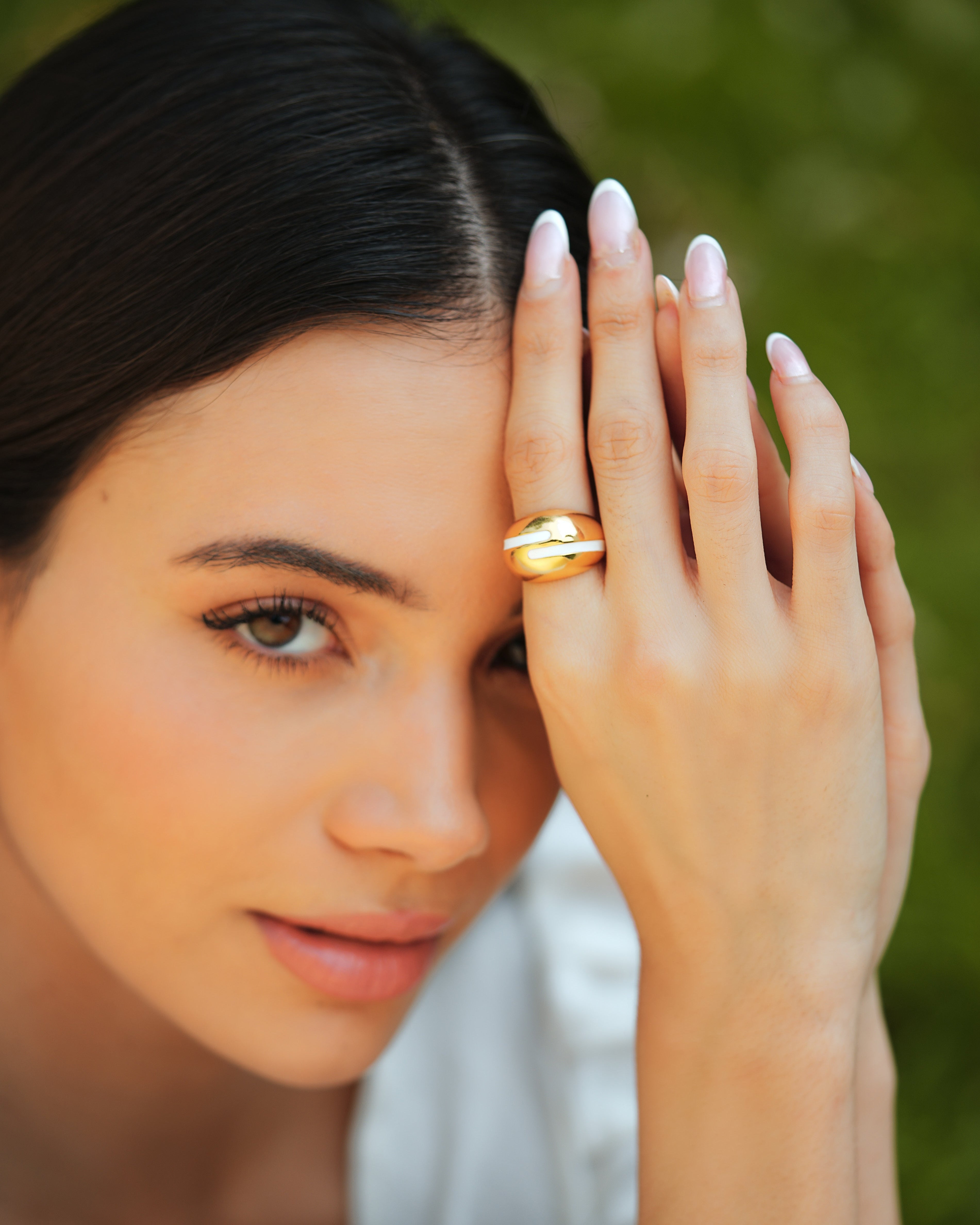 Pragya Jaiswal in Verdora White Enamel Ring