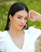 XL Trio White Enamel Gold Hoops