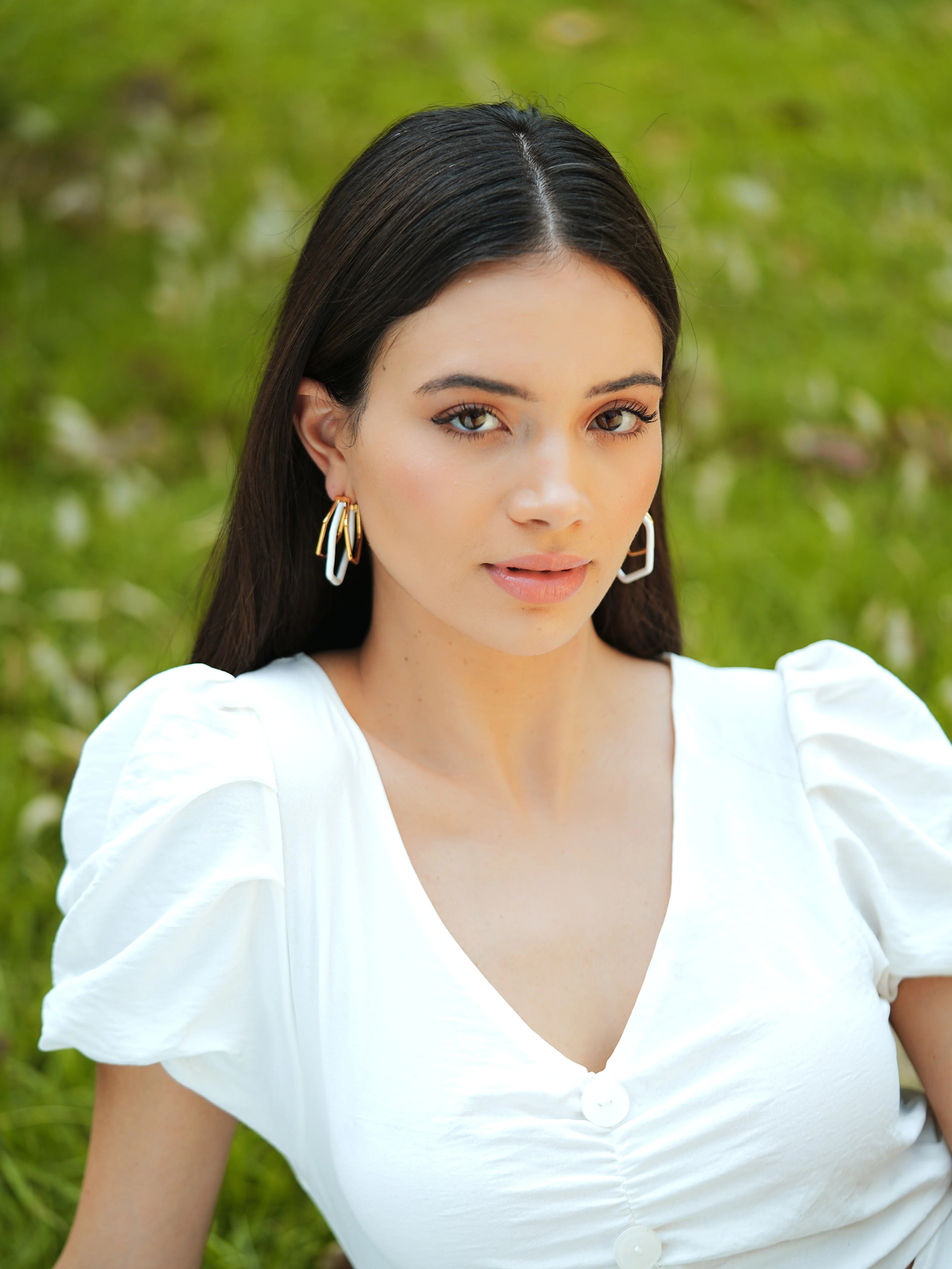 Small Trio White Enamel Hoops Secondary image