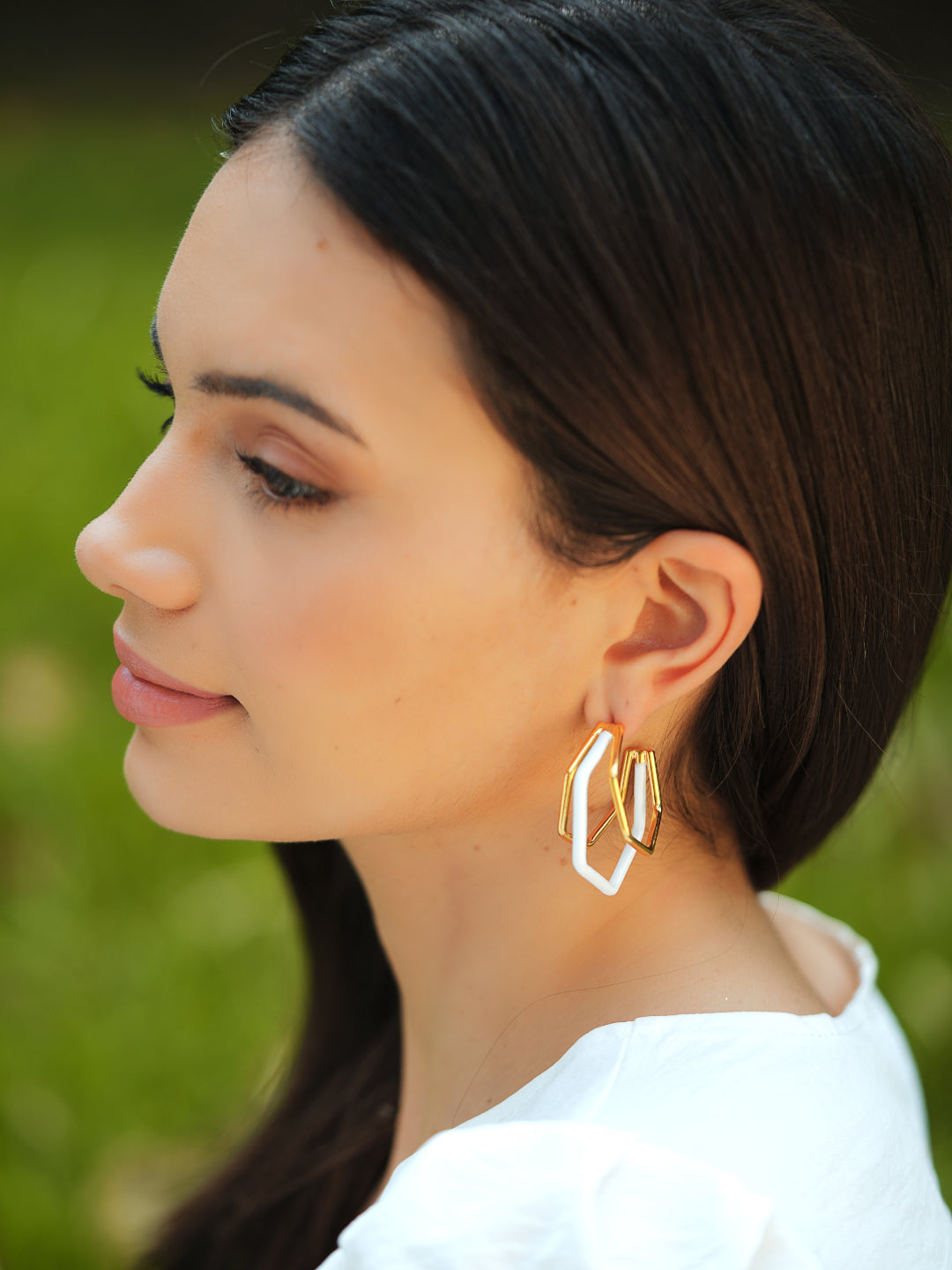 Serene Set- White Enamel Earring & Neckpiece