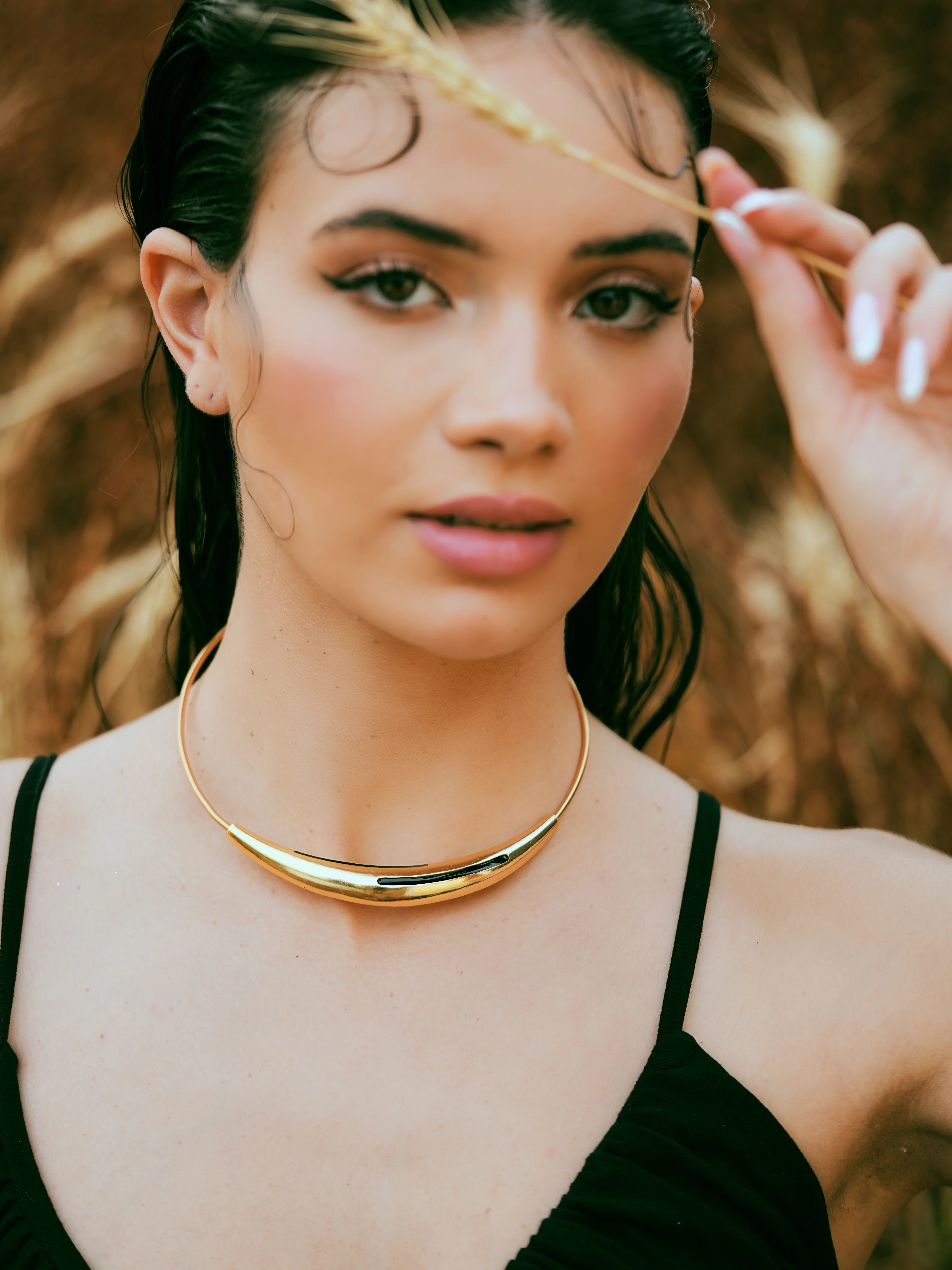 Aurelia Black Enamel Gold Neckpiece Secondary image