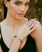 Hexa Black Enamel Gold Cuff