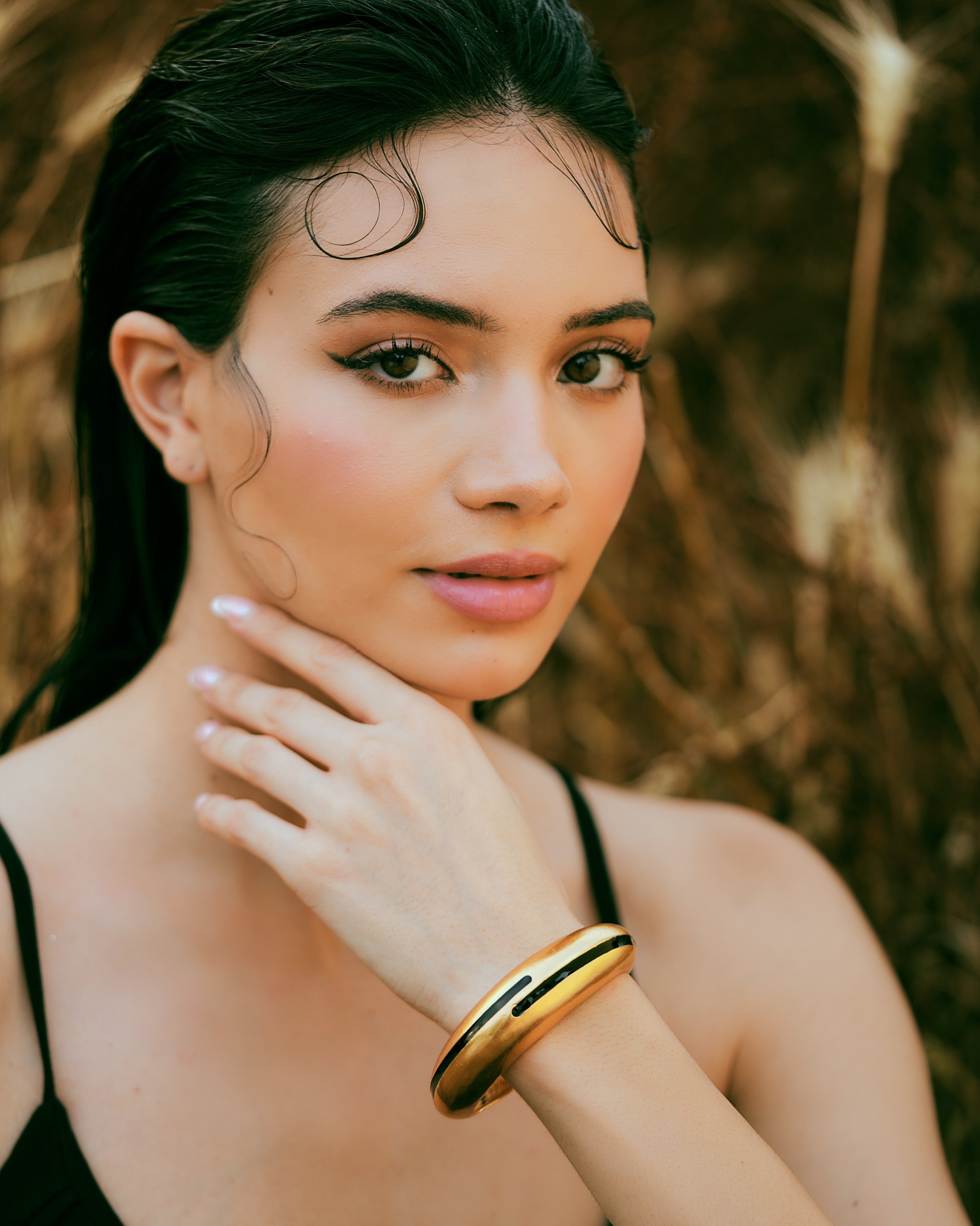 Circlet Black Enamel Gold Bangle Main image