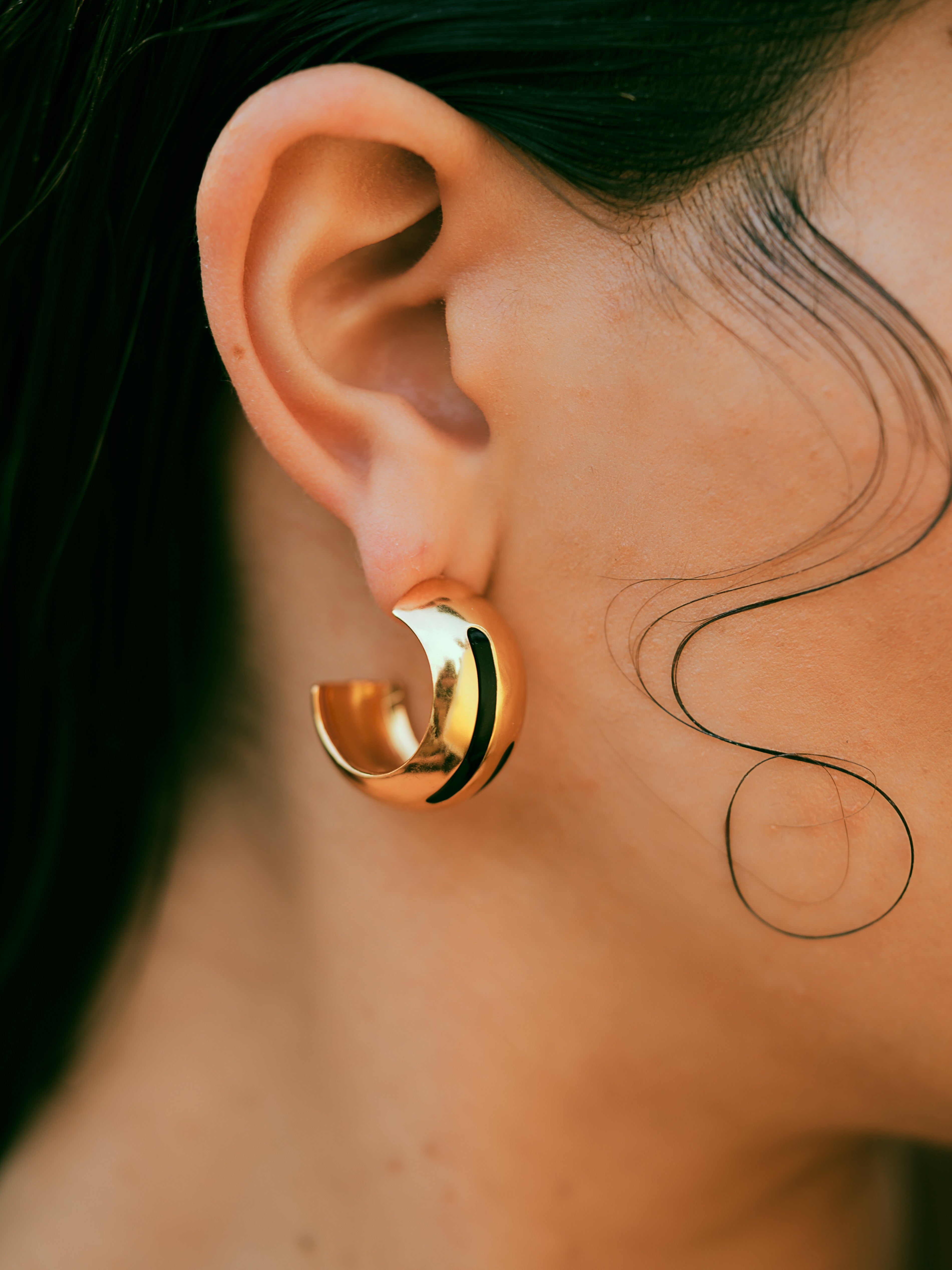 Luna Pair- Black Enamel Earring & Ring