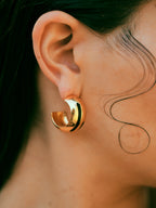 Regina Cassandra in Luna Black Enamel Hoops