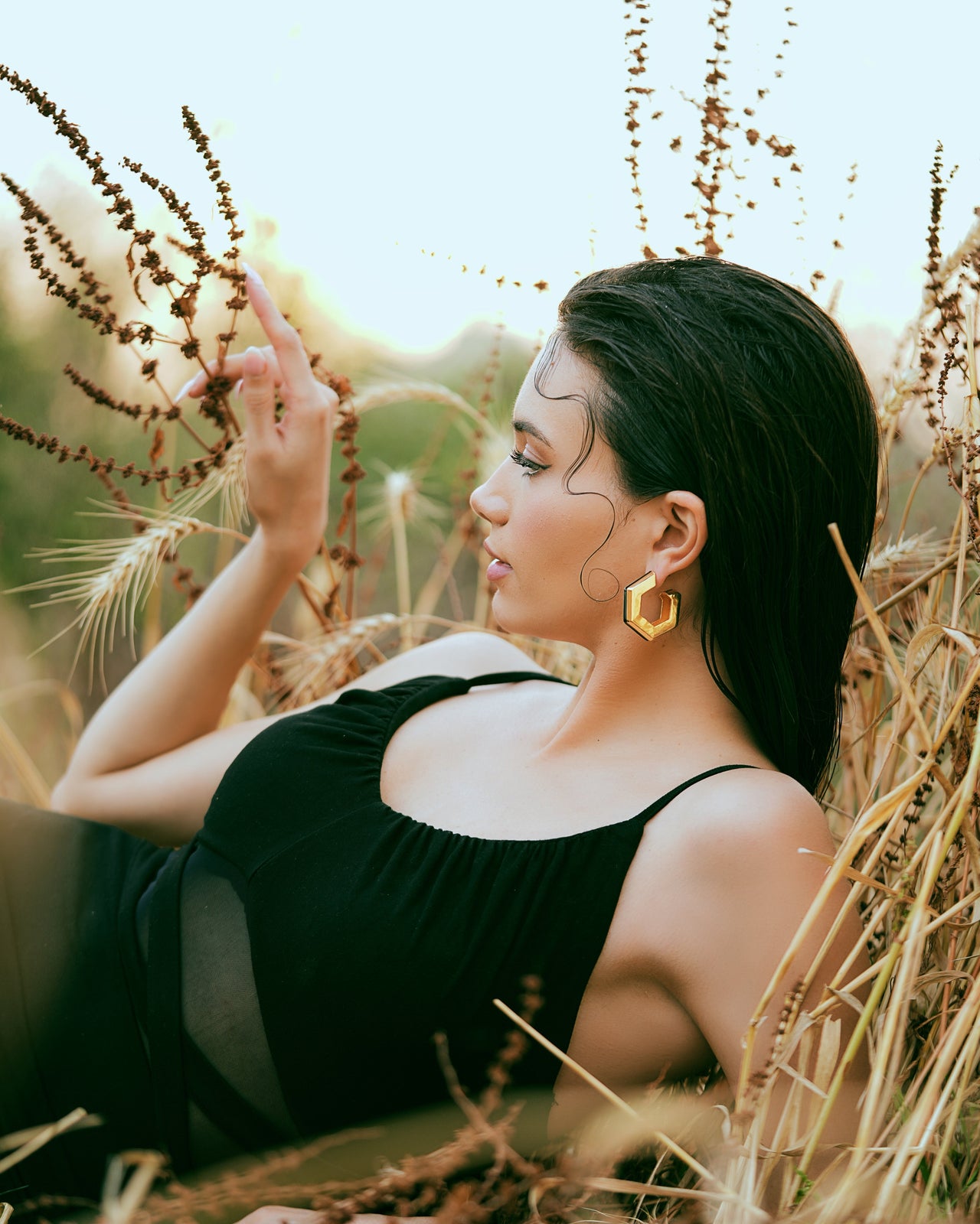 Helixa Black Enamel Gold Hoops