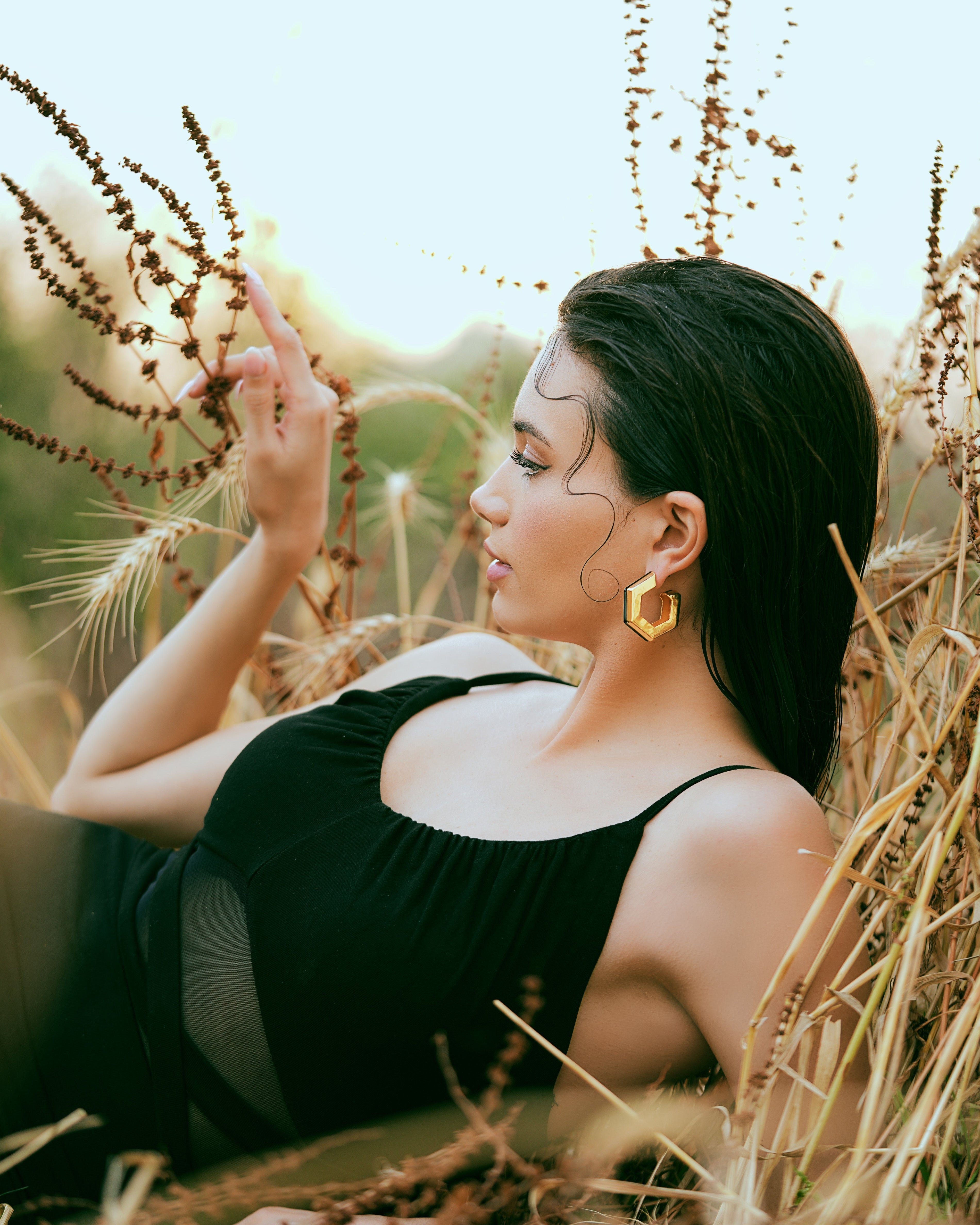 Helixa Black Enamel Gold Hoops