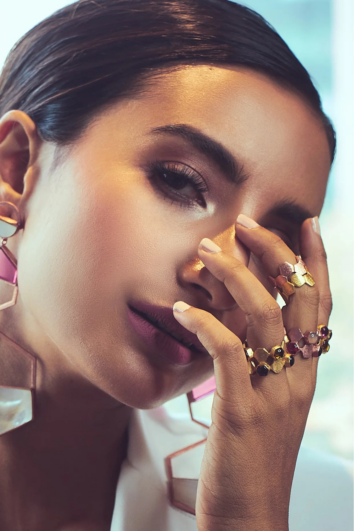 Patralekha in Larva Earrings-Rose Gold