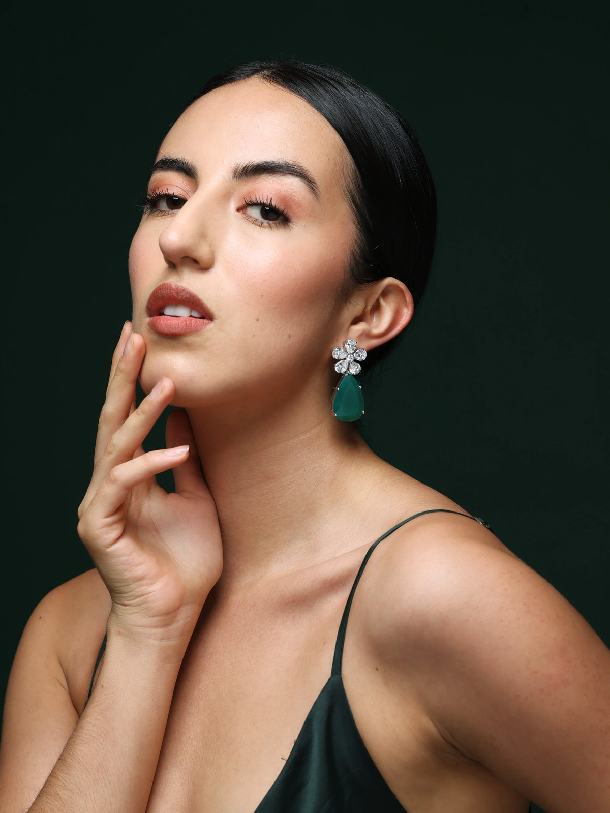 Aahna Kumra in Vow of Love Emerald Earrings