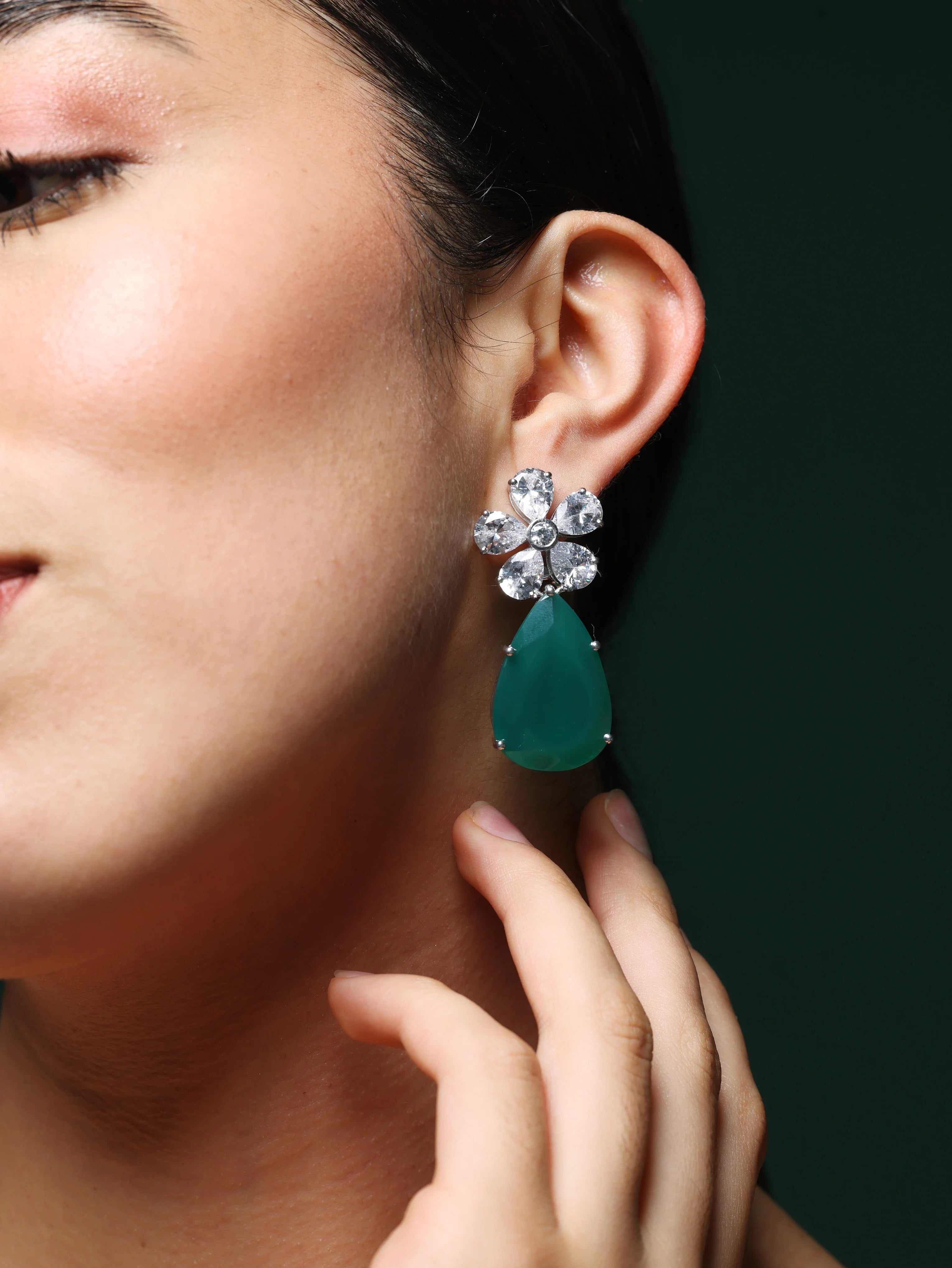 Aahna Kumra in Vow of Love Emerald Earrings