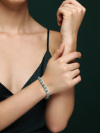Sukhmani Gambhir in Emerald Aurora Tennis Bracelet