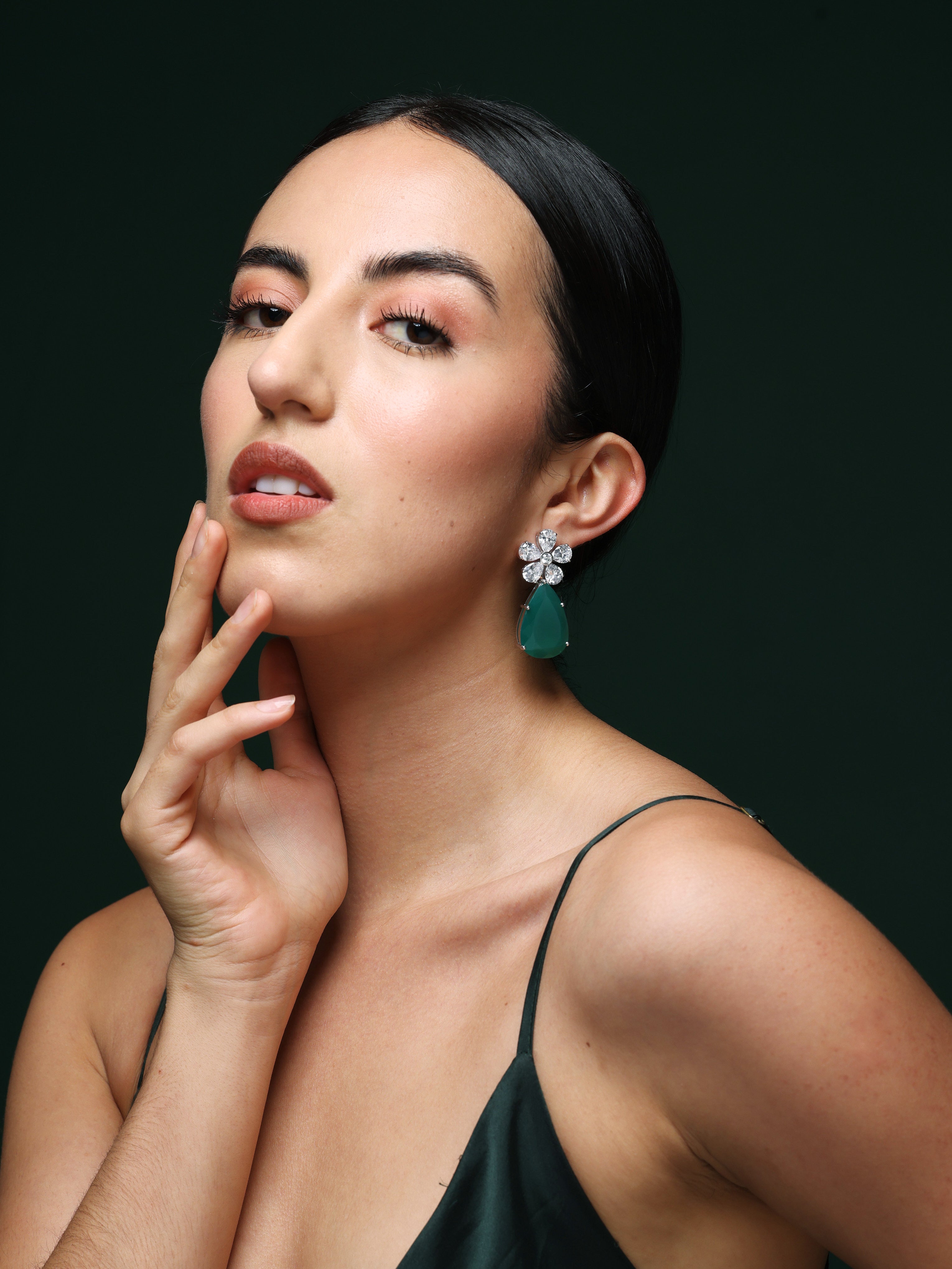 Aahna Kumra in Vow of Love Emerald Earrings