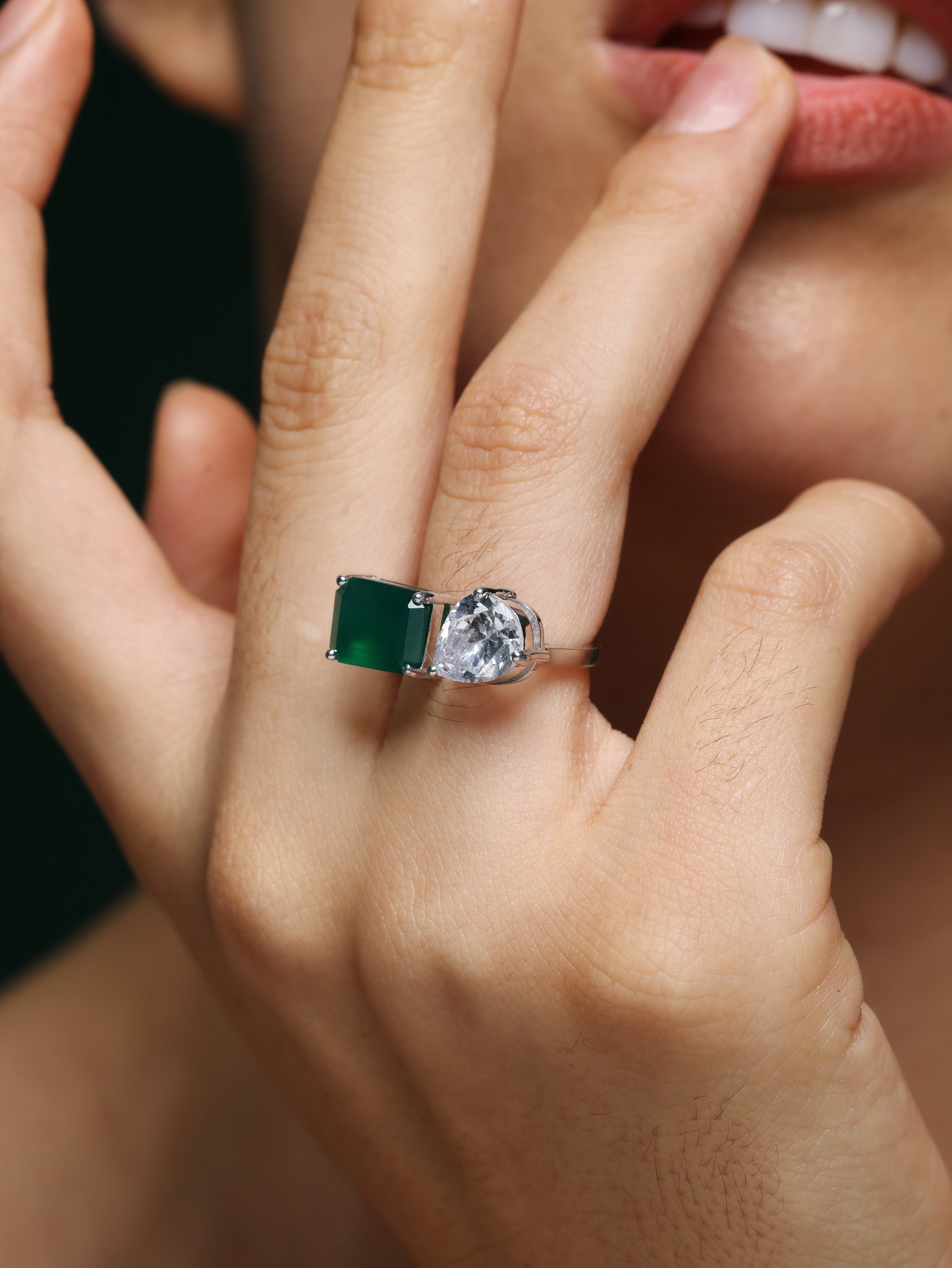 Radiant Emerald Promise Ring Main image