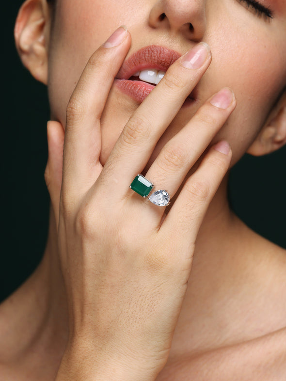 Radiant Emerald Promise Ring