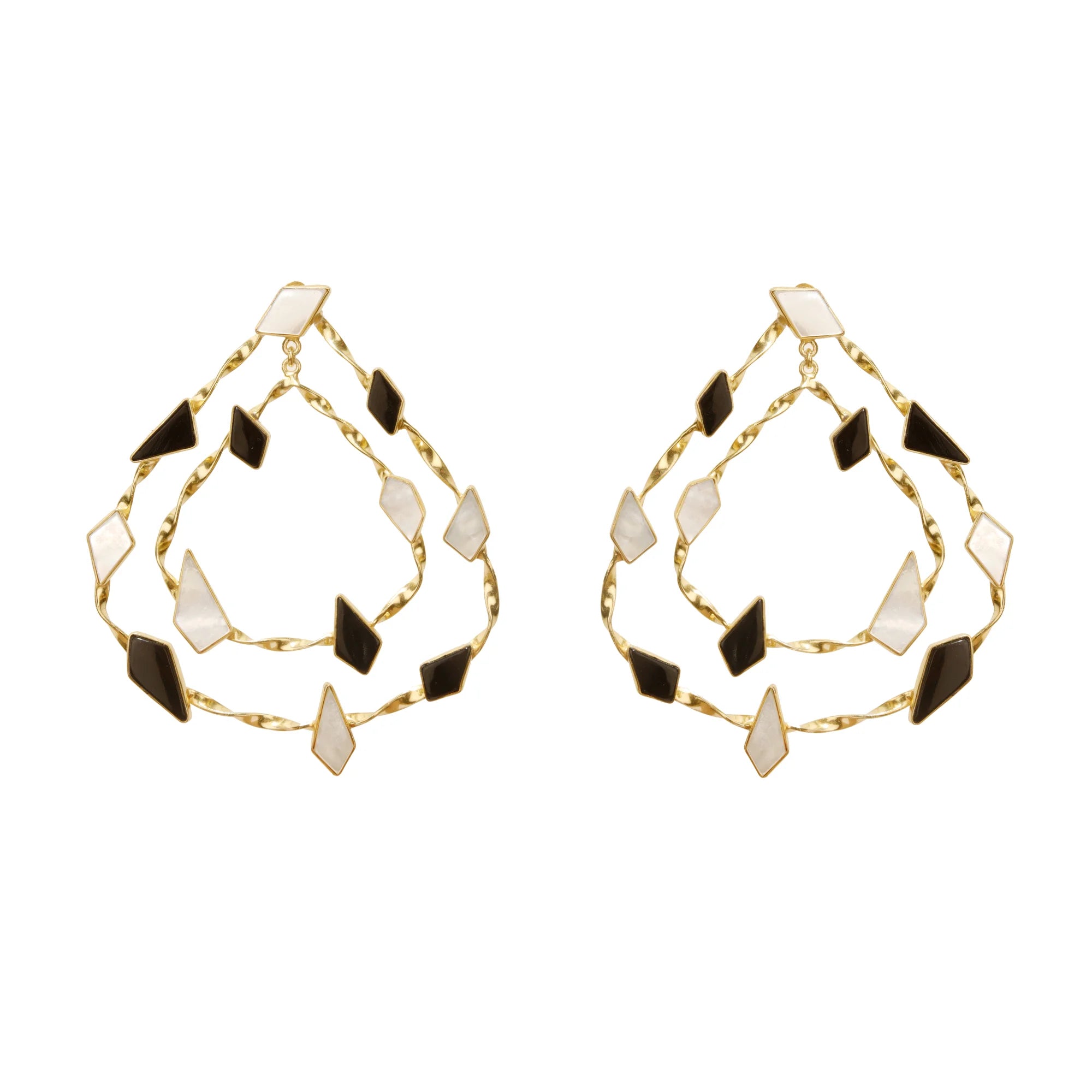 Varnika Arora Sporadic earrings featuring delicate gold hoops with intricate detailing on a white background. Main image