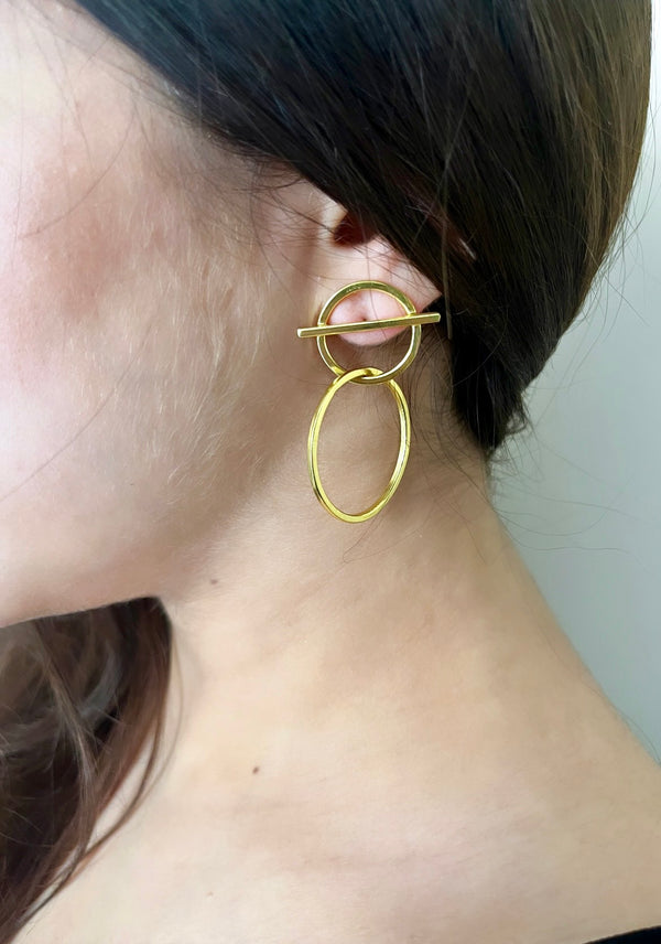 Gold Plated Elipse Earrings
