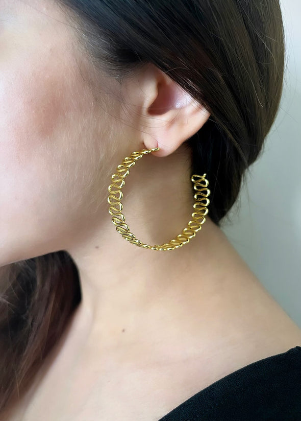 Gold Plated Spiral Hoops