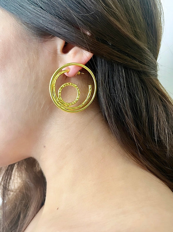 Gold Plated Whirl Hoops