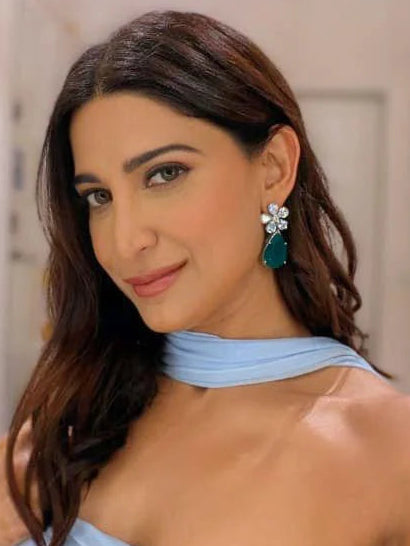 Aahna Kumra in Vow of Love Emerald Earrings