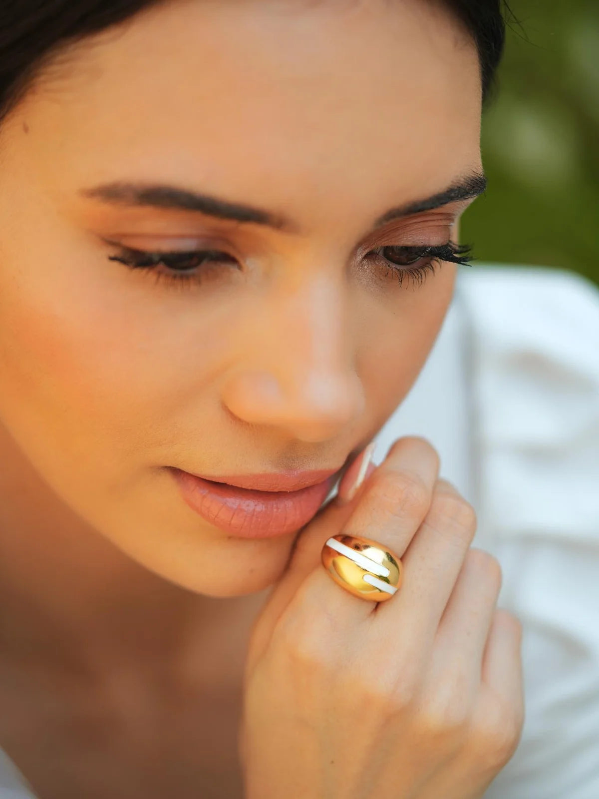 Pragya Jaiswal in Verdora White Enamel Ring