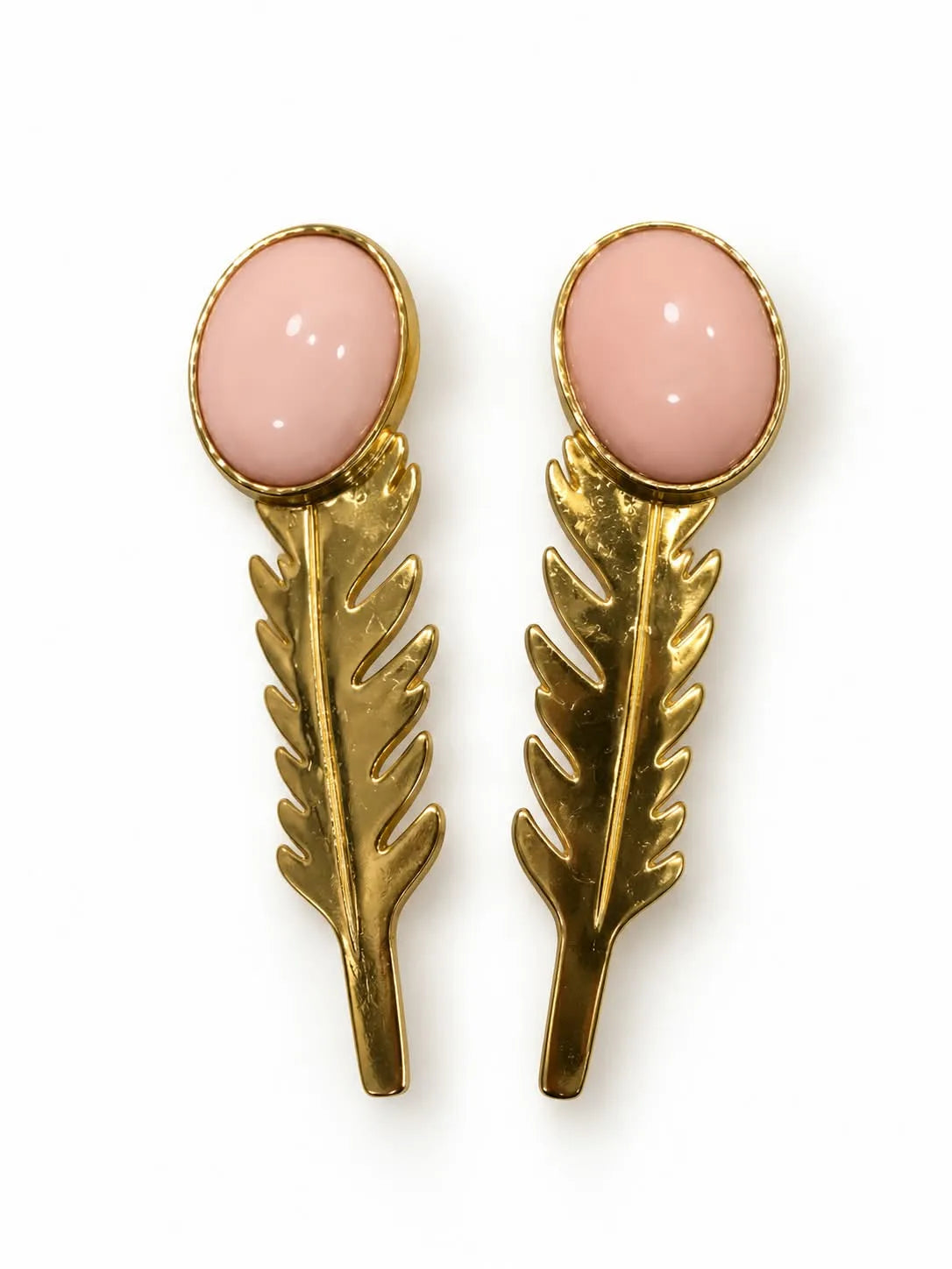 Pink Opal Leafy Earrings