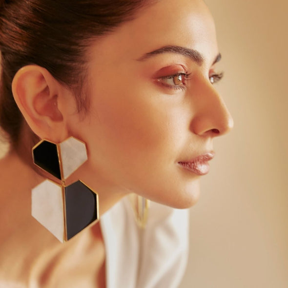 Rakulpreet in Chrome Earrings