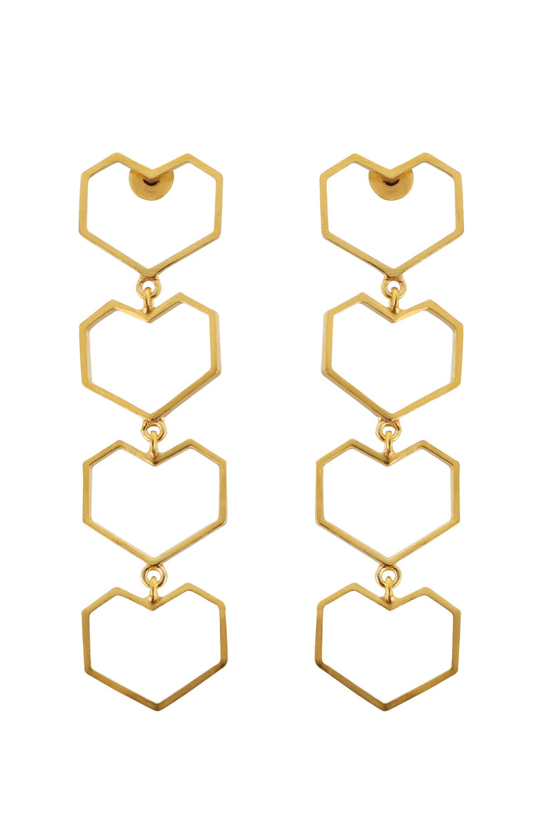 Rung - 22K Gold Plated Heart Dangler Earrings