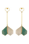 Coalesce - 22K Gold Plating Mother of Pearl Amazonite Dangler Earrings