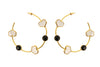 Array - 22K Gold Plated White Mother of Pearl And Black Onyx Heart Hoops Earrings