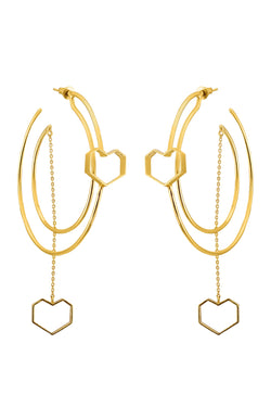 United - 22K Gold Plated Heart Hoops Earrings