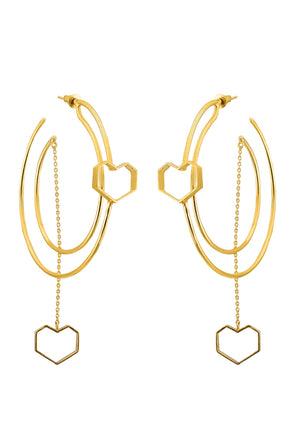 United - 22K Gold Plated Heart Hoops Earrings