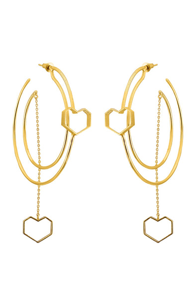 United - 22K Gold Plated Heart Hoops Earrings