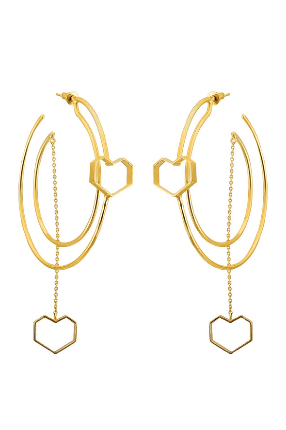 United - 22K Gold Plated Heart Hoops Earrings