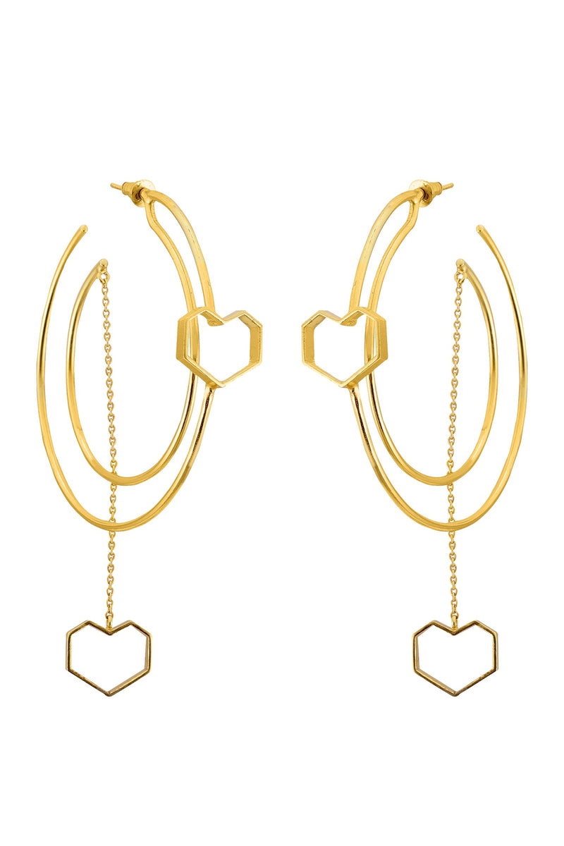 United - 22K Gold Plated Heart Hoops Earrings