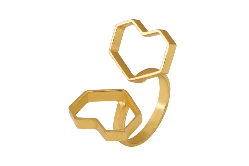 Brace - 22K Gold Plated Heart Ring