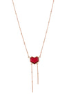 Lone - 22K Rose Gold Plated Pink Semi Precious Gemstone Heart Neckpiece