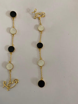 Marline - 22K Gold Plated Mother of Pearl Black Onyx Dangler Love Earrings